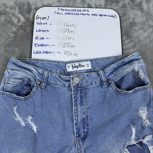 Distressed Wide Leg High Rise Jeans Ripped Denim Casual Womens Size 17 W32 L32 - Picture 7 of 15